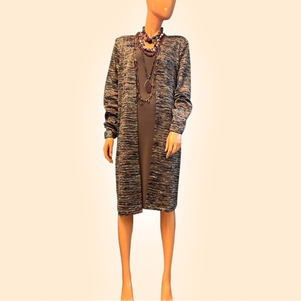 STUDIO EASE Plus Size Knit Dress with Attached Duster